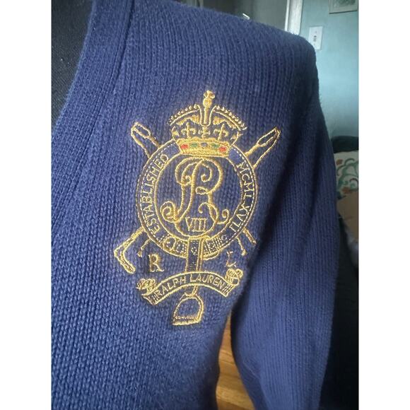 Vintage Ralph Lauren Sport Big Logo Boyfriend Fit Cardigan Size S - Picture 2 of 10